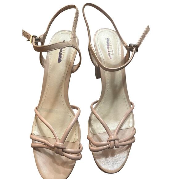 SCHUTZ Kelsie Platform Sandal Beige Leather Block Heel Strappy Sz 10.5B - Picture 2 of 4